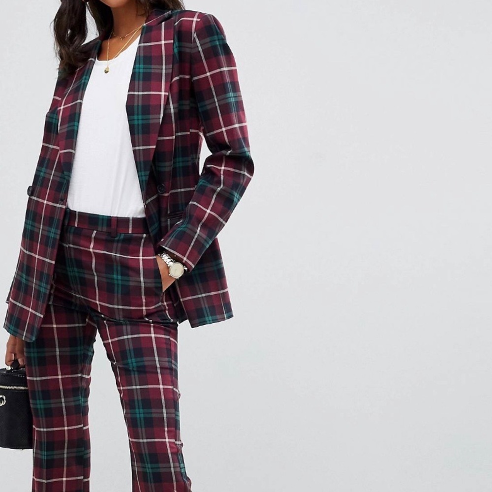 Plaid Blazer in Red and Green with match flared pants, excellent condition - Picture 2 of 13